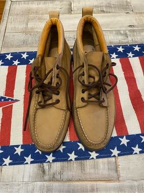 RockPort Women’s Tan Leather Moc Toe Lace-Up Boots Size 8.5 M Never Worn